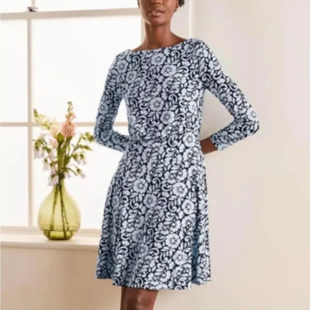 Boden blue Floral Patterned Dress size 2P